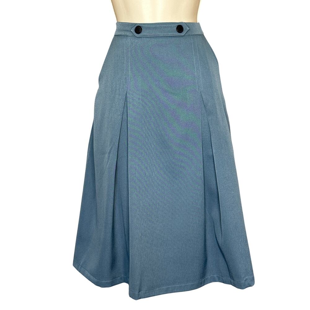 Tulip B Unique Vintage Slate Blue Retro Midi Skirt M NWT